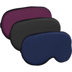 Zijden Slaapmasker - Oogbedekking - 3 stuks - zwart, donkerblauw, paars - 100% zijde