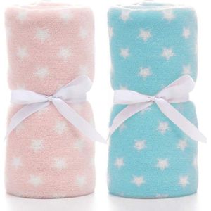 Unisex Babydeken 2-Pack - Jongens Meisjes - Knuffeldeken Kruipdeken - Baby Beddengoed Kinderwagen - Pluizig voor Pasgeborenen - Zachte Deken 75cmx100cm - Blauw+Roze - Extra Zacht