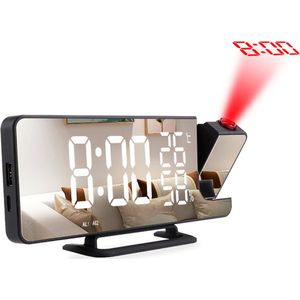 Premes - Wekkerradio met Projectie - Zwart - AM/FM - Op Netstroom - Digitale Klok - Wekkerradio’s - Projectiewekker - Wekker met Projectie - Klok Digitaal - Klokje - Klokken