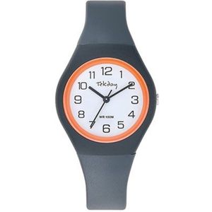 Tekday-Horloge-34MM-Unisex-34MM-10ATM-Waterdicht-Silicone-Zwart/Oranje