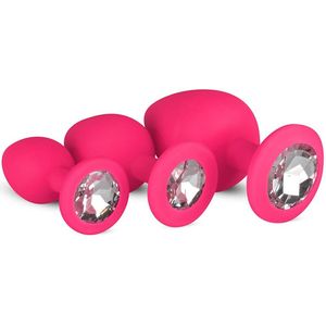 EasyToys Buttplug Set voor Beginners - Set met 3 verschillende formaten buttplugs - Roze