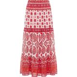 usha - FESTIVAL - A-lijn Rok - Pastelroze / Rood / Lichtrood - 7/8 Lengte