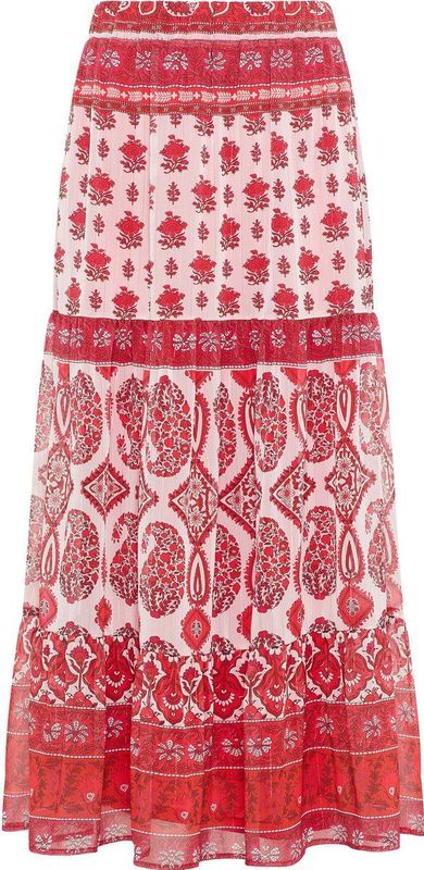 usha - FESTIVAL - A-lijn Rok - Pastelroze / Rood / Lichtrood - 7/8 Lengte