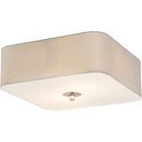 QAZQA drum jute - Moderne Plafondlamp met kap - 2 lichts - L 300 mm - Wit - Woonkamer Slaapkamer