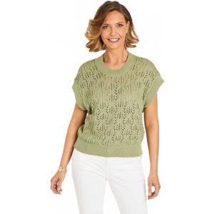 Opengewerkte gebreide trui met korte mouwen