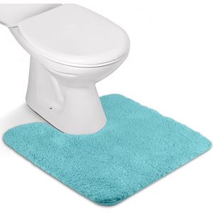 Antislip, hoogpolige badmat, machinewasbare badmat met waterabsorberende, zachte microvezels, voor badkuip, douche en badkamer (U - 50X50 cm, Turkoois)