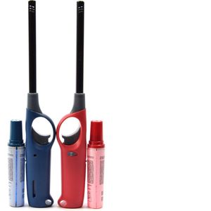 Gasaansteker met navulling 2X Rood en Blauw - HervulbareNavulbare Aansteker - Kinderbescherming - Vlamaanpassing - Branstofindicator