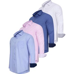 Cappuccino Italia - Heren Overhemden Overhemd Uni Voordeelpakket - Multi - Maat L