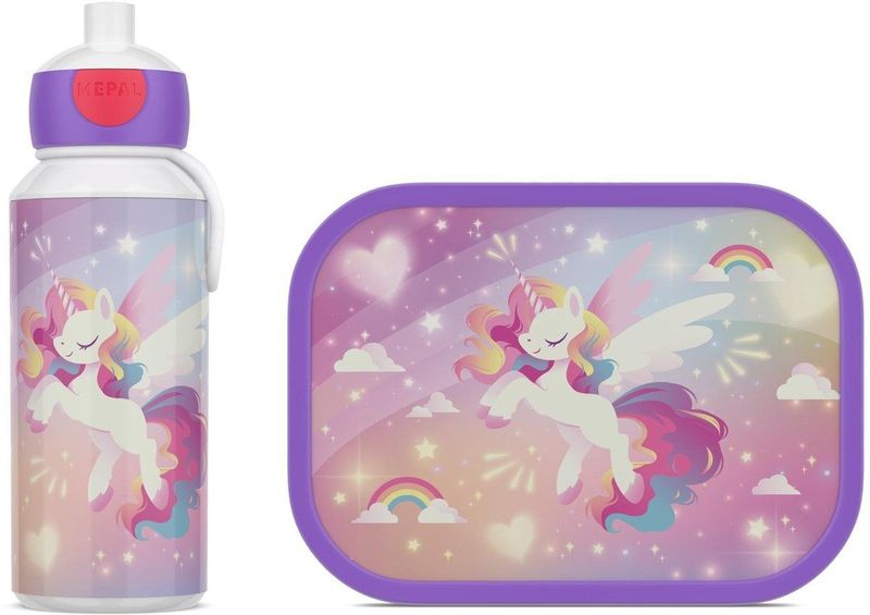 Lunchset - Lunchbox en Pop-Up Drinkfles - Multicolor - BPA-vrij