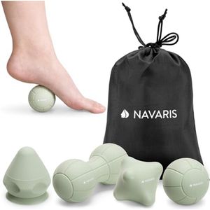 4-delige set voor zelfmassage met lacrosse bal, peanut bal en triggerpoint bal - Inclusief zuignap en opslagtas - Groen