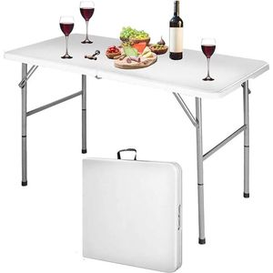 Klaptafel - Campingtafel - Tuintafel - Buitentafel - Buffertafel - Weerbestendig - Opvouwbaar - 120 x 60 x 74 cm - Wit