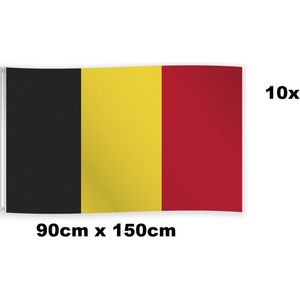 10x Vlag Belgie 90cm x 150cm - Landen België national EK WK voetbal hockey sport festival thema feest