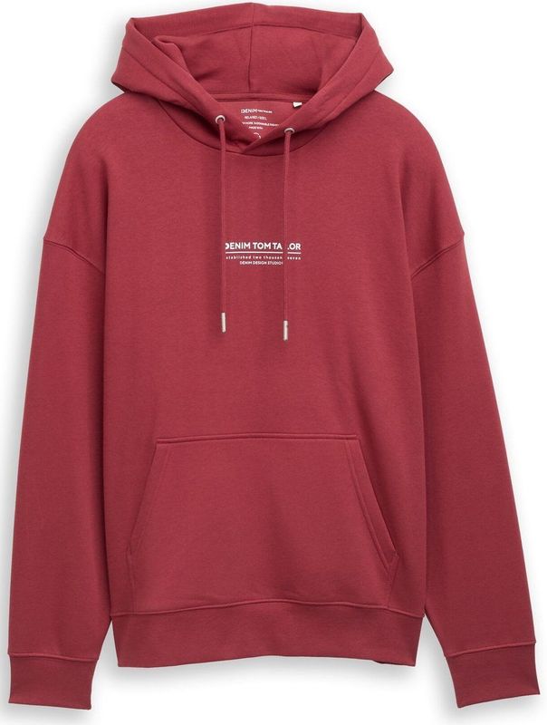 TOM TAILOR DENIM - Sweatshirt - Watermeloen Rood / Wit - Capuchon met Trekkoord