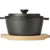 Cosy&Trendy Stoofpotje gietijzer 13,5 cm op houten plankje