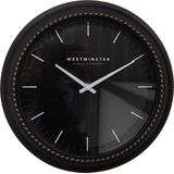 Clayre & Eef Wandklok Ø 28x5 cm Zwart Kunststof Glas Westminster clock company Muurklok