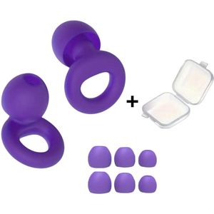 BMJ Trading® - Oordoppen voor Slapen - Earplugs - Reizen - Overprikkeling - Earplugs - Paars - SNR 26 dB Demping - Opbergdoosje - Festival Oordopjes - Herbruikbare Gehoorbescherming - Siliconen voor Slaap en Gevoeligheid - 8 Dop