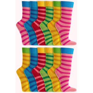 Kindersokken | diverse maten | vrolijke kleurrijke sokken | Print: strepen | per 12 paar | bundelvoordeel kindersokken