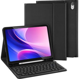 Ultradun draadloos Bluetooth-toetsenbord voor iPad 10 109 inch - zwart - met toetsenbordhoes - Windows Android pc tablet - Franse versie .