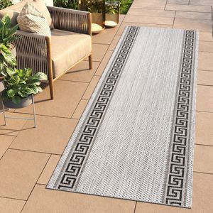 Tapiso Melissa Loper Laagpolig Lichtgrijs Vloerkleed Indoor Outdoor Maat- 80x350