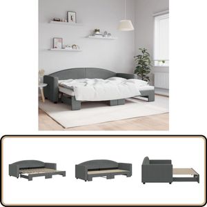 vidaXL Slaapbank met onderschuifbed - Donkergrijs Slaapbank - Tweepersoonsbed - Donker Grijs Meubilair - Multifunctionele Bank - Sofa Bed