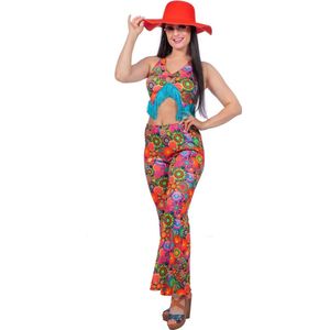 Wilbers & Wilbers - Hippie Kostuum - Festival Valerie 70s - Vrouw - Multicolor - Maat 42 - Carnavalskleding - Verkleedkleding