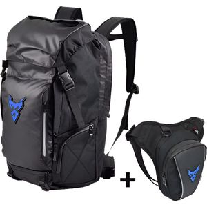 CarryQuest® - Motor Rugzak - Motorfiets Rugzak - Zadeltas Motor 48L - Motorrugzak - Waterdicht - Oxford doek - Ergonomisch ontwerp - Lichtgewicht met Heuptas - Blauw