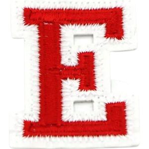 Alfabet Letter Embleem Strijk Patch Rood Wit Letter E / 3.5 cm / 4.5 cm
