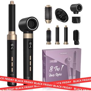 Yajaime® 8-in-1 Airstyler met Diffuser - Multistyler - Matzwart - Hairwrap - Airwrap - Haarstyler - Haardroger - Warmteborstel - Krulborstel - Krultang - Stijlborstel - Coldshot - Krultang 5 in 1