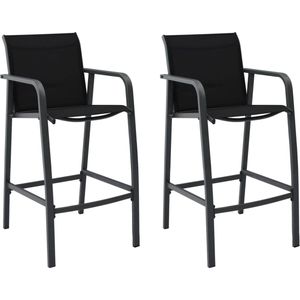 vidaXL - Tuinbarstoelen - 2 - st - textileen - zwart