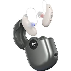 Pro Care Excellent Quality® 2x DSP Intelligent digitaal Gehoorapparaat - Gehoorversterker - Noise Reduction - Easy Click - Geluid Reductie - 3 Slimme Luistermodi - Oplaadbare LED Li/Re Box - Voor achter het oor (AHO) links en rechts - Zilver Beige