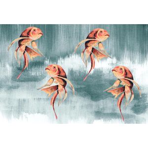 Behang staal Koi Fish Art lichtblauw