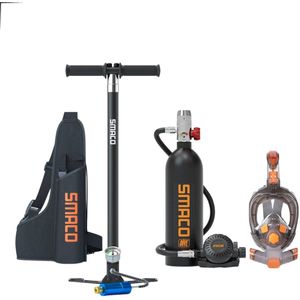 P&P Goods Duikuitrusting – Duikset - Diving kit – Duiken – Inclusief Duikbril & Snorkel – Zuurstoftank – Air Tank – 1L Capaciteit – Met Camerahouder – 5 Punts Harnas – Hoge Kwaliteit