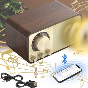 Vitdipy - Retro Radio - Bluetooth - USB, AUX & TF - FM Radio - Draagbare Speaker - Bruin