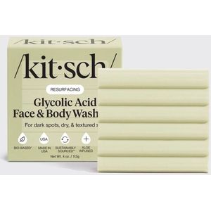Kitsch | Face & Body wash | Glycolic Acid | For Dark Spots, Dry & Textured Skin | Cucumber & Eucalyptus | 113G