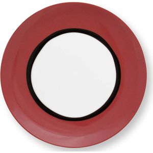 VT Wonen Circles Earth Red - petit four bord - ⌀ 12cm - porselein - klein gebaksbord - rood - servies