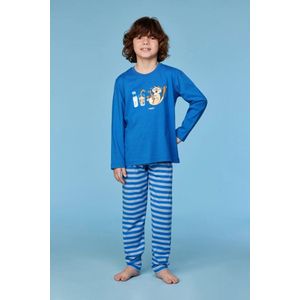 Woody - Jongens Pyjama - Donkerblauw Kat - 16 jaar