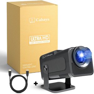 Cahaya 2024 ULTRA model - WiFi 6 mini beamer- Ultieme draagbare beamer - 390 ANSI - 4K - 1080p - Android - Apple - Bt 5.0