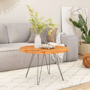 vidaXL Tafelblad Rond - 50x2,5cm - Massief Acaciahout Houten Tafelblad - Ronde Tafel - Acacia Hout - Salontafelblad - Barkrukje