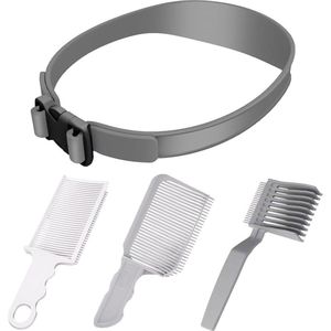 Haarverloop 4 stuks handmatige tondeuse kammen - brede tanden gemengde kam - gebogen haar kapsalon (grijs)