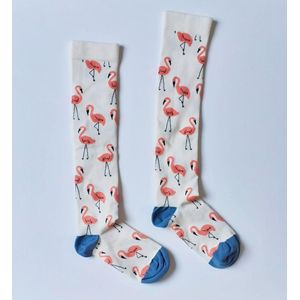 Leuke steunkousen klasse 2 - Flamingo - Maat M/L - Snuggle Socks