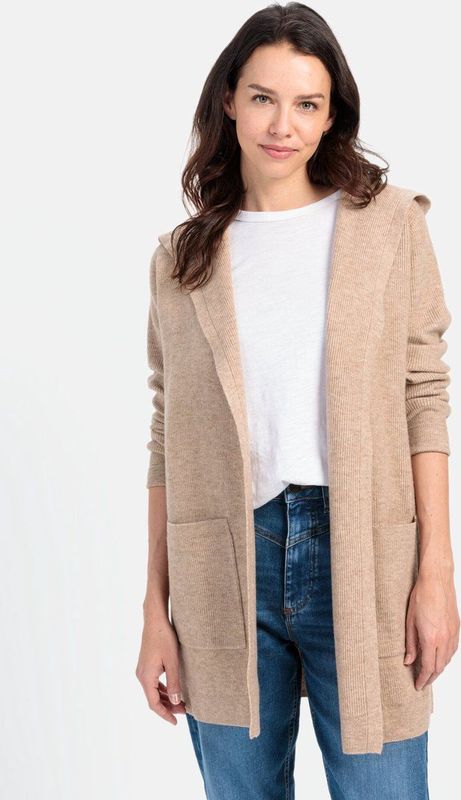 camel active Lange cardigan met capuchon - Maat womenswear-XS - Beige