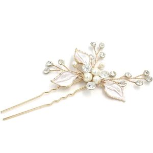 Mode Bruiloft Haar Kam Bloemen Steentjes Kristal Bruids Hoofddeksel Haarspeldjes - Roze