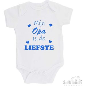 100% katoenen Romper ""Mijn Opa is de liefste"" Jongens Katoen Wit/blauw Maat 56/62