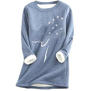 Dames Sweatshirt met Lange Mouwen | Warme Plüsch Fleece Pulli met Ronde Hals