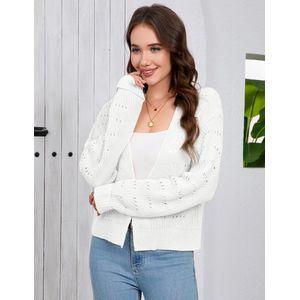 Dames Bolero Lichtgewicht Cardigan Kort Cardigan Elegante Feestelijke Bolero Zomerjas Wit S