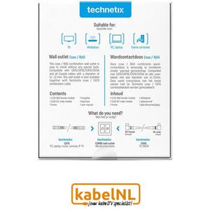 Technetix wandcontactdoos voor internet en tv Cat6 Ziggo en KPN geschikt inbouw/opbouw