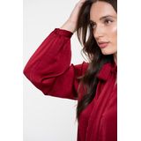 Geisha - Blouse - Bordeaux - Effen - Halslijn: Opstaande Kraag