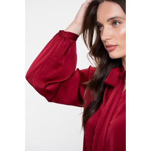 Geisha - Blouse - Bordeaux - Effen - Halslijn: Opstaande Kraag