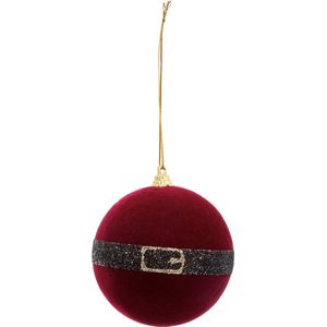 Kerst - Kerstballen - Set van 8 - Rood met zwarte riem - Voor in de kerstboom