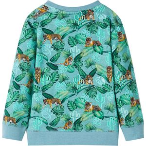Kindertrui 104 lichtgroen - Bloemen & Tijgerprint